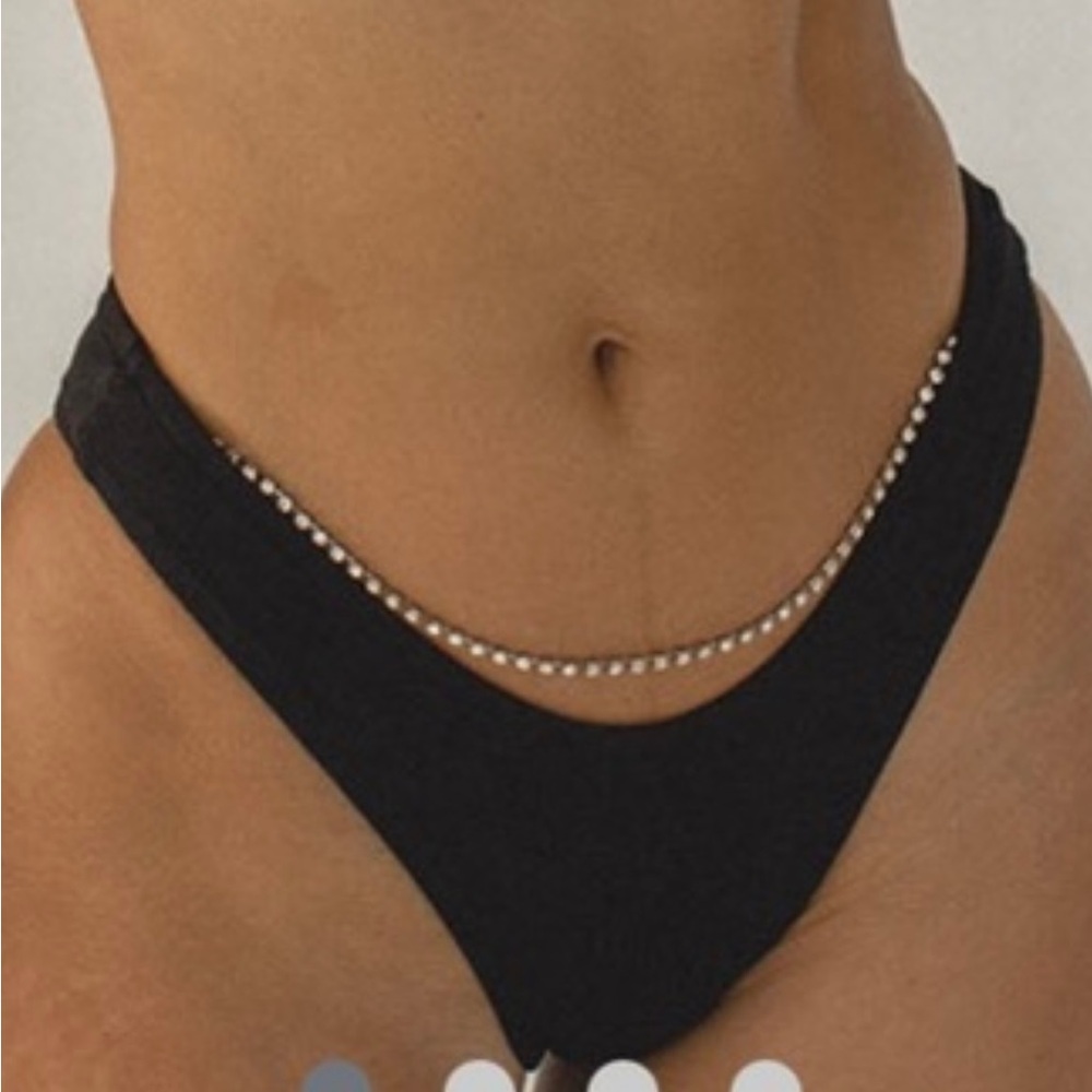 NWT Black Bikini Bottom with Rhinestone Chain